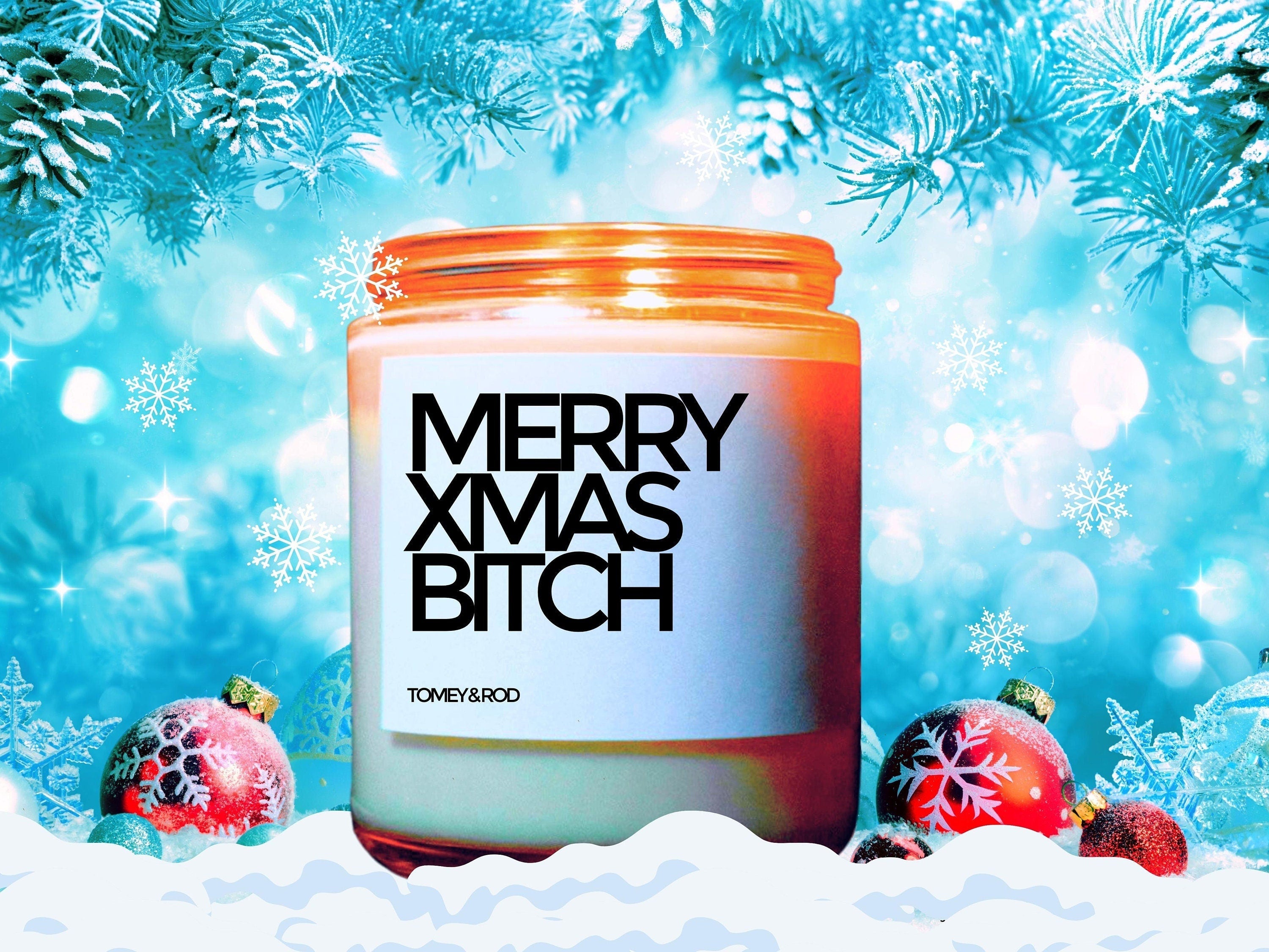 Merry Xmas Bitch Christmas Candle, Christmas Scented Candle, Holiday Candle, Winter Candles, Holiday Decor, Personalized Customized Gift