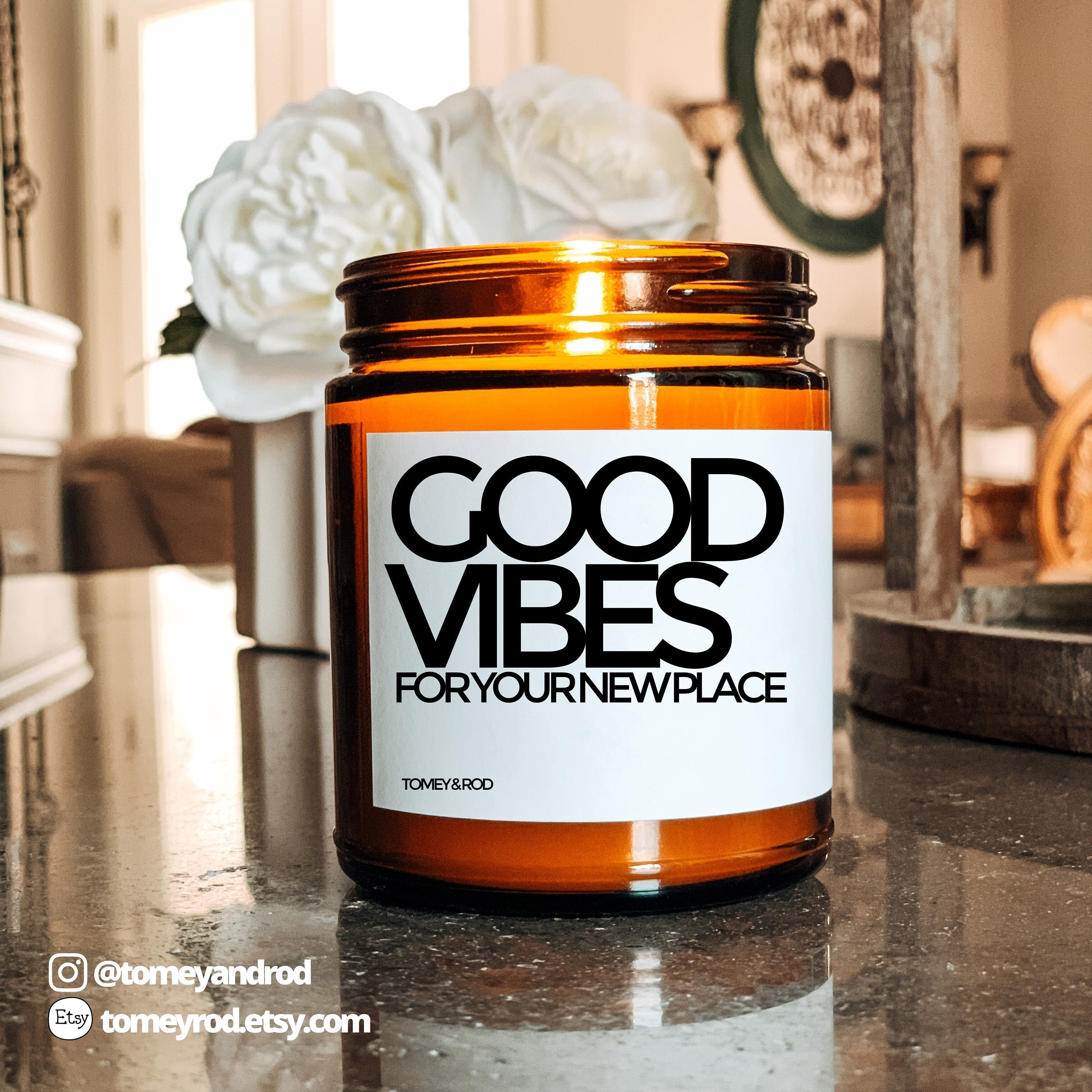 Good Vibes, Minimalist Housewarming Candle, Closing Gift for Buyer, New Home Decor, Homeowner Decor, New House Candle, New Homeowner Gift
