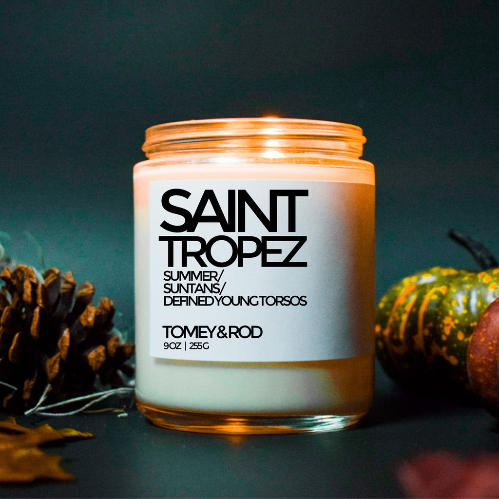 SAINT TROPEZ Soy Candle Vegan | New Home Gift | Housewarming Gift | Palo Santo, Rose, Sage, Clay, Cedarwood, Amber & Musk