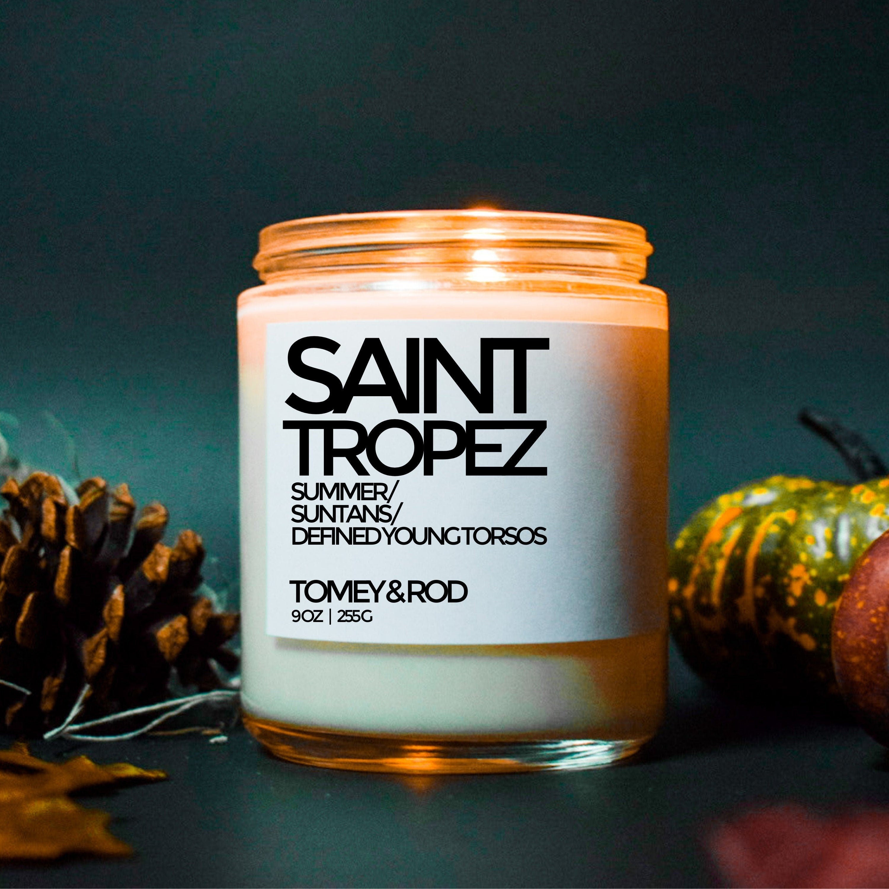 SAINT TROPEZ Soy Candle Vegan | New Home Gift | Housewarming Gift | Palo Santo, Rose, Sage, Clay, Cedarwood, Amber & Musk
