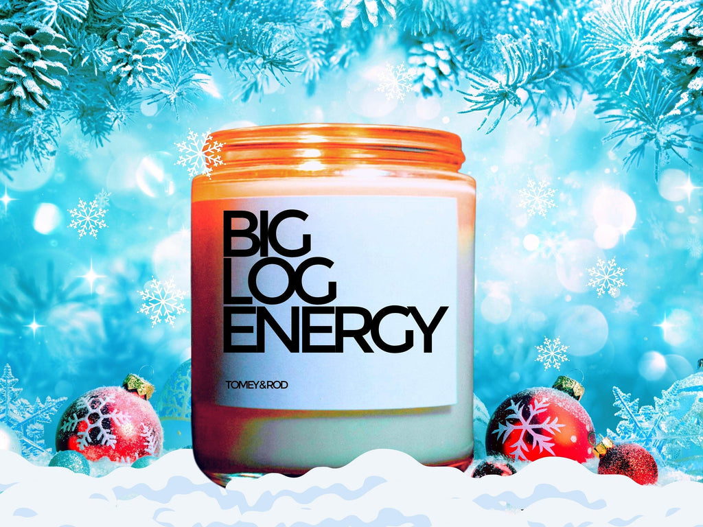 Christmas Candle, Christmas Scented Candle, Big Log Energy, Holiday Candle, Winter Candles, Holiday Decor, Personalized Customized Gift