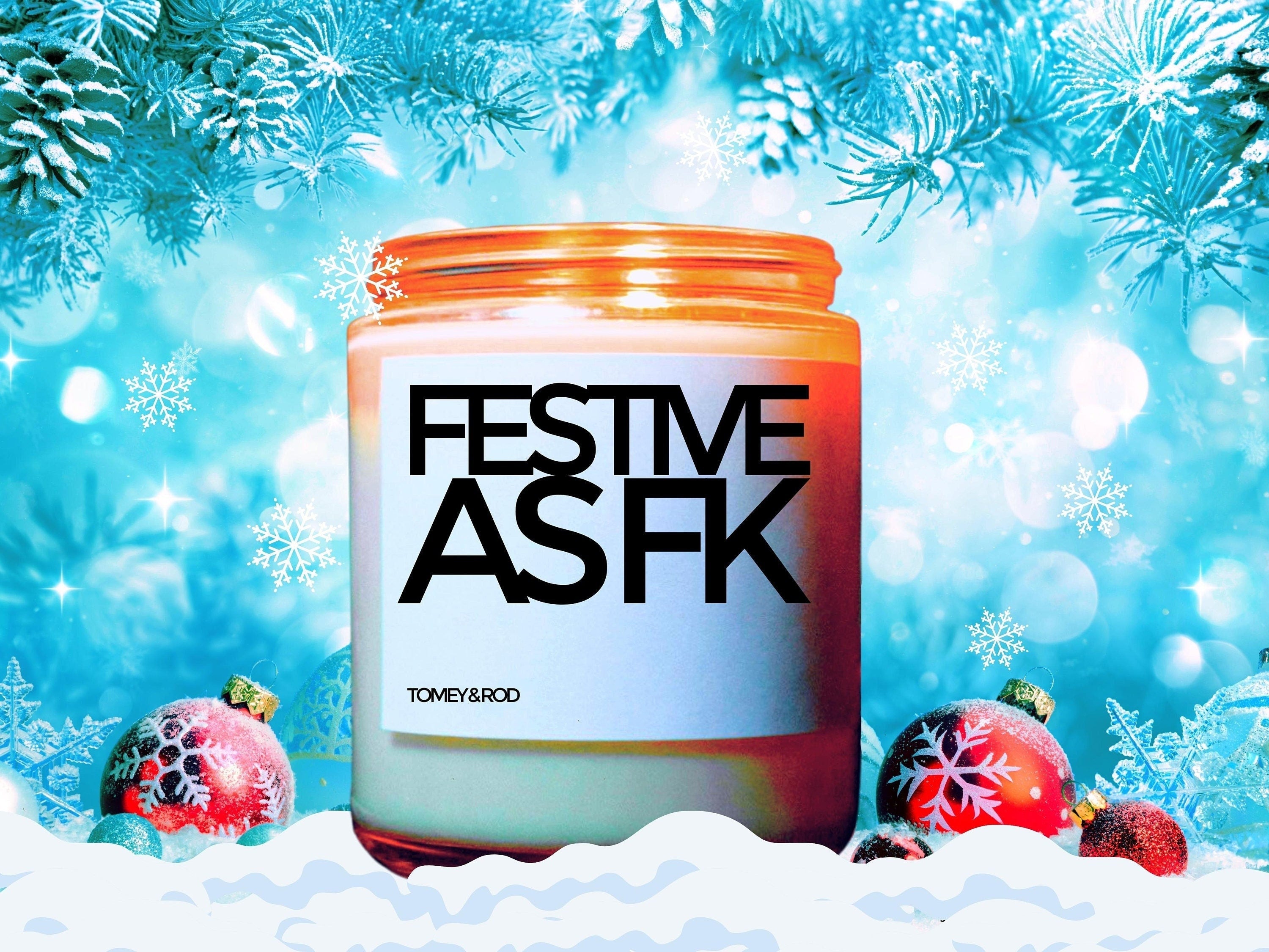 Christmas Candle, Christmas Scented Candle, Festive As FK, Holiday Candle, Winter Candles, Holiday Decor, Personalized Customized Gift