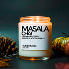 Masala Chai Gift Handmade Candle Vegan | Natural Soy Wax Candle | Blend Of Autumn Spices, Cardamom, Citrus, Pepper, Black Tea & Vanilla