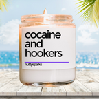 a jar of coconut and hookers on a wooden table