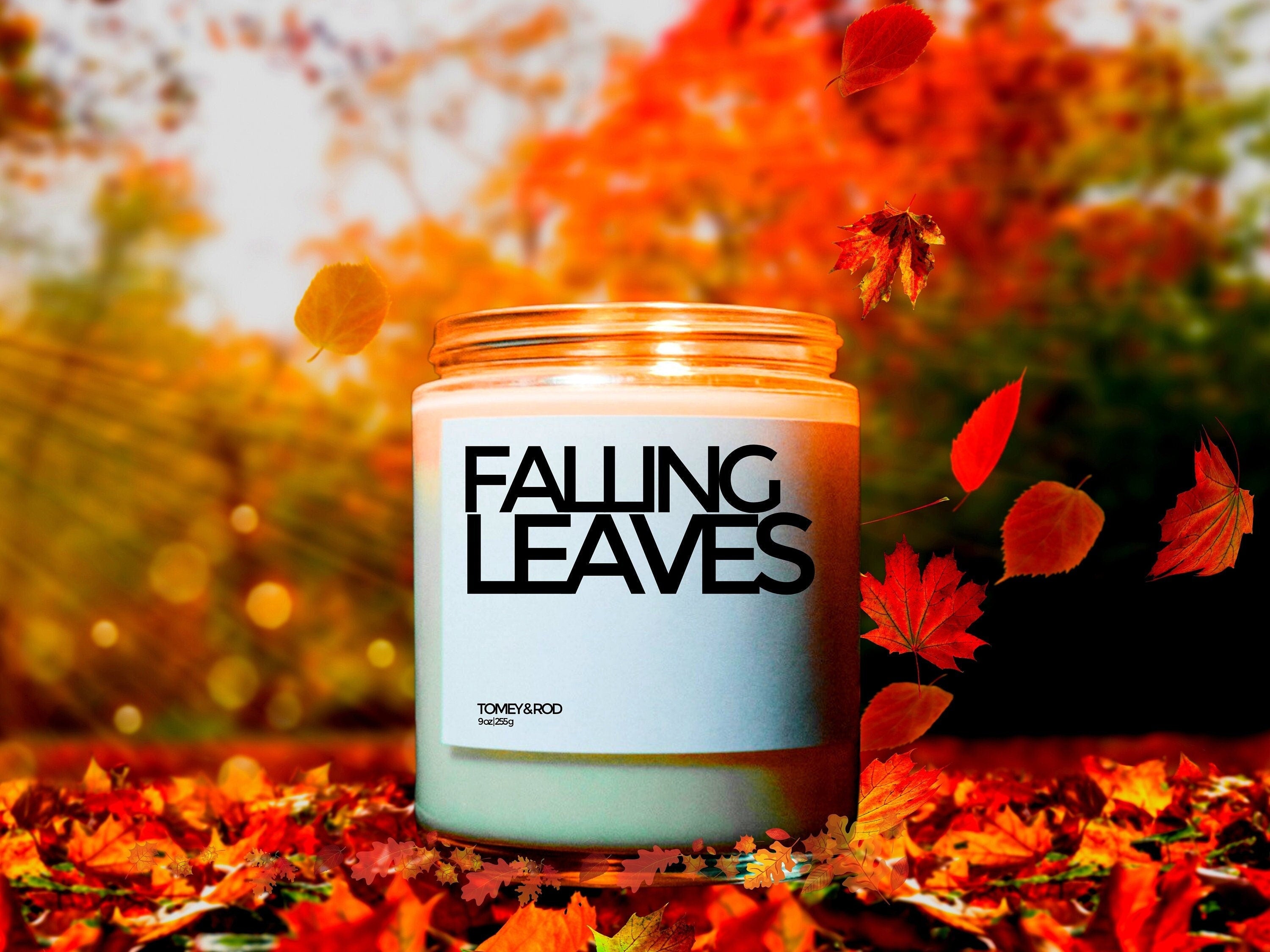 Falling Leaves Candle, Funny Fall Decor, Autumn Candle, Custom Candle, Fall Party Favor, Autumn Gifts, Autumn Decoration, Thanksgiving