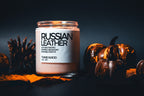 Russian Leather Handmade Soy Candle Vegan | Natural Soy Wax Candle | Blend Of Bergamot, Geranium, Leather, Rosemary, Moss & Tobacco