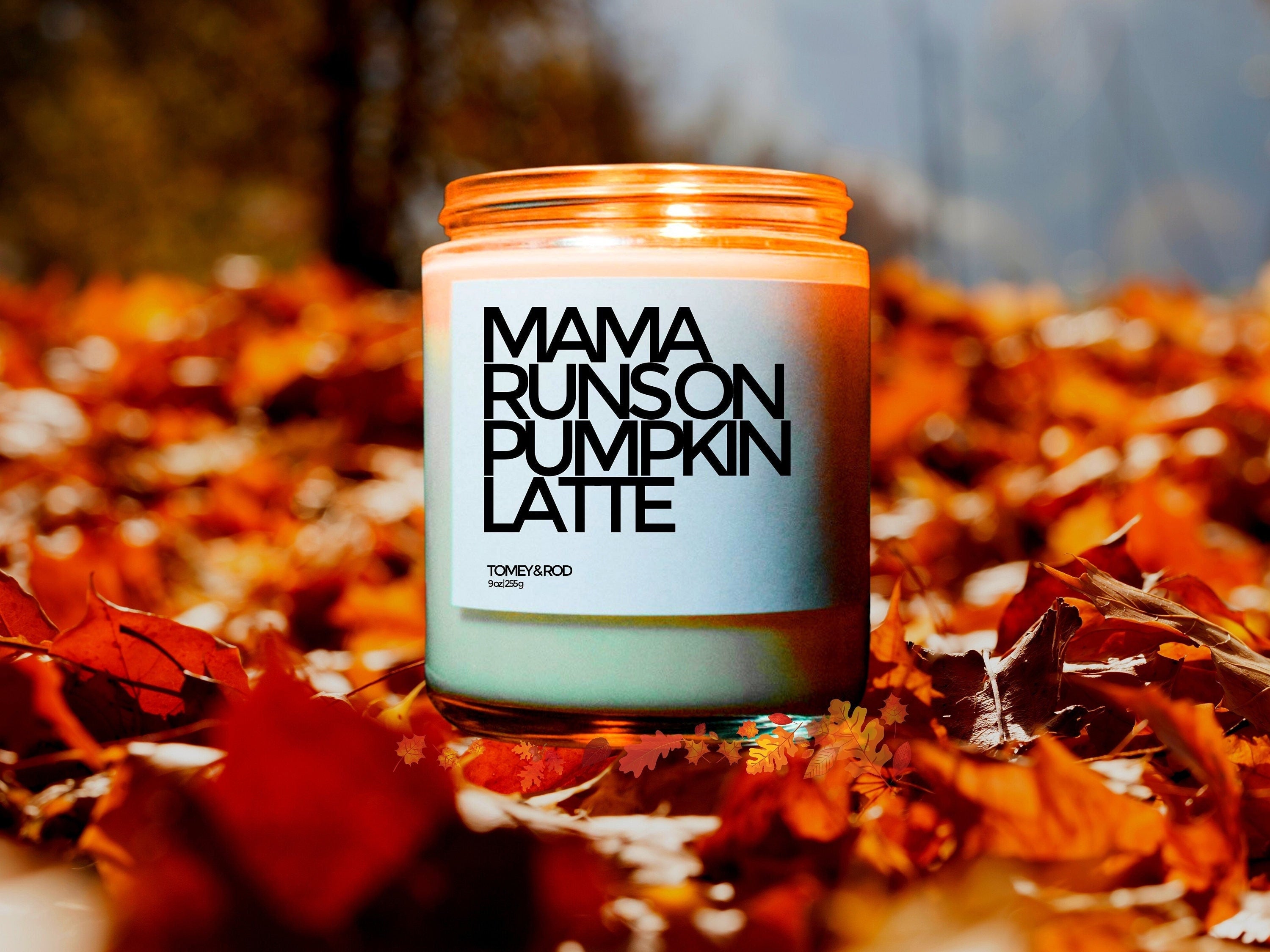 Mama Runs on Pumpkin Latte, Funny Fall Decor, Autumn Candle, Custom Candle, Fall Party Favor, Autumn Gifts, Autumn Decoration, Thanksgiving