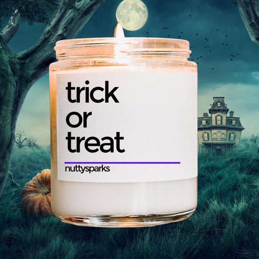 a jar with a trick or treat written on it