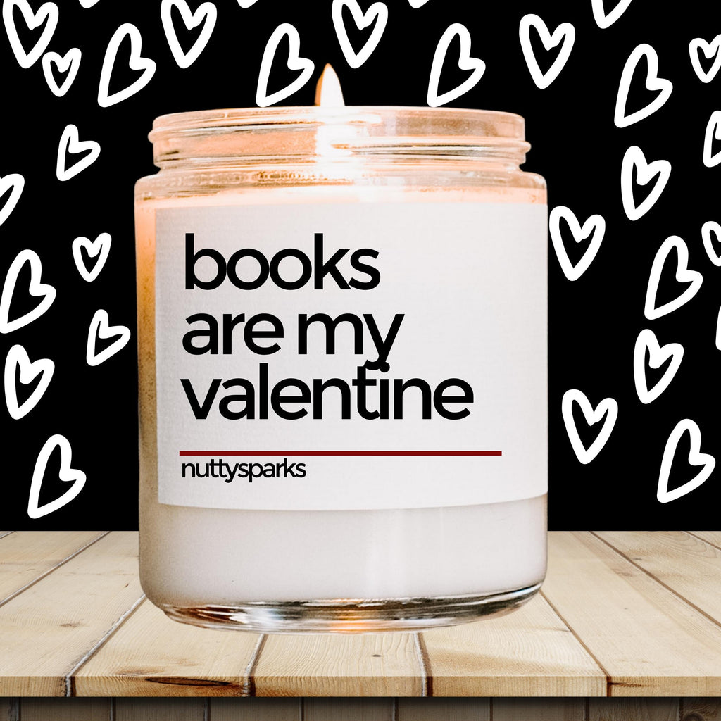 a jar of books are my valentine on a table