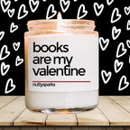 a jar of books are my valentine on a table