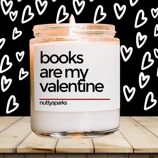 a jar of books are my valentine on a table