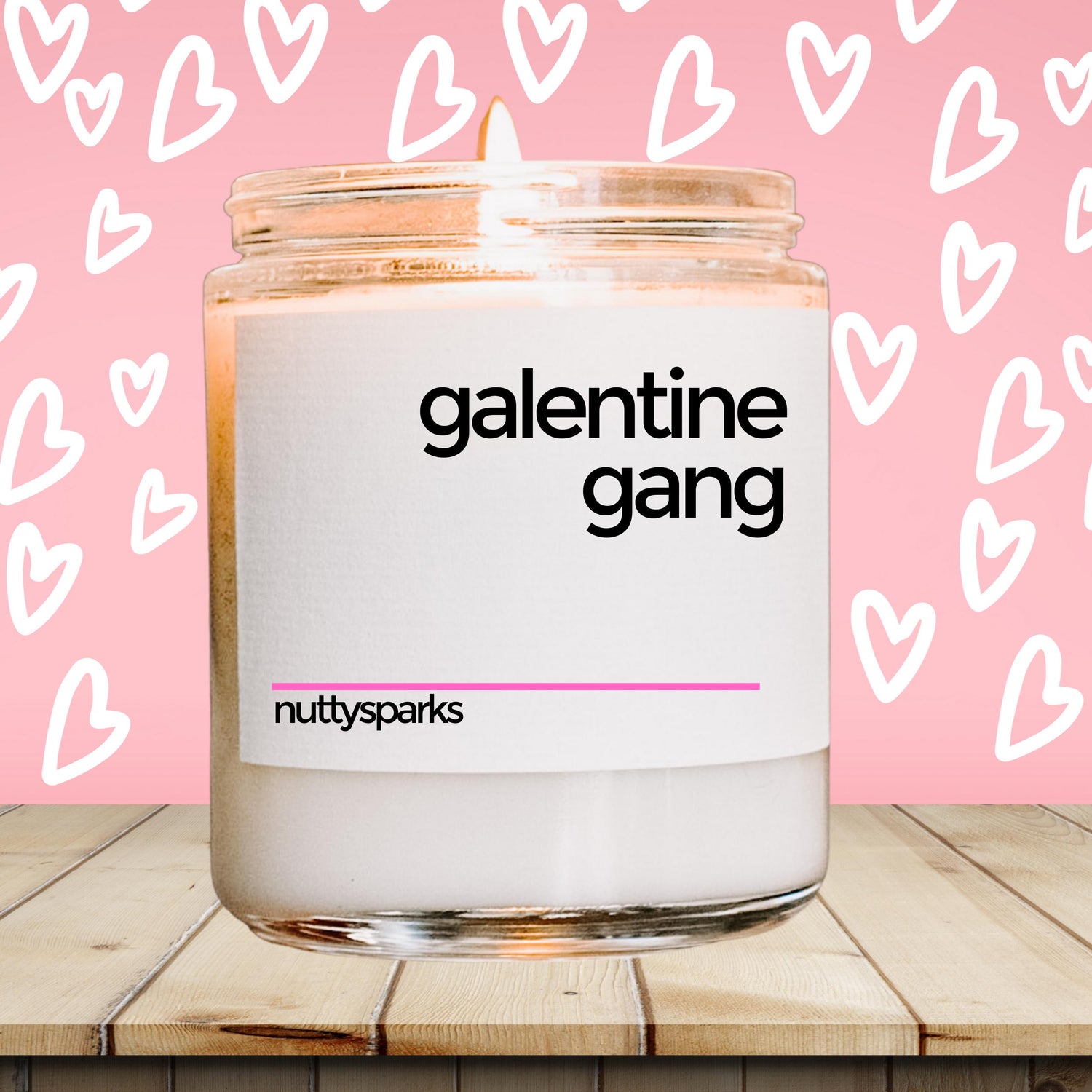 a jar of valentine&#39;s day candles sitting on a table